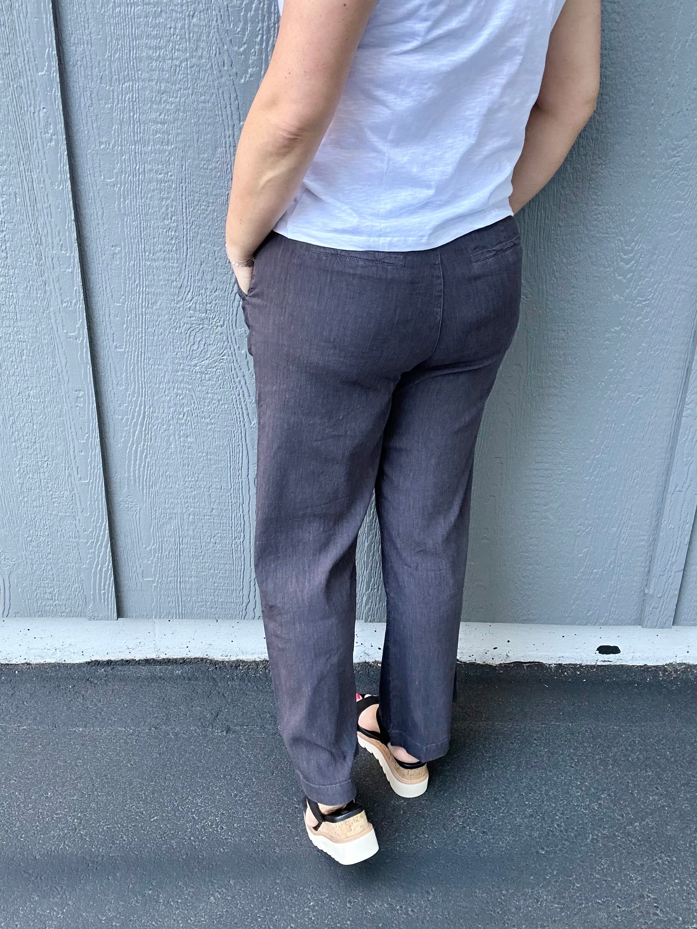 Charcoal Meg Linen Pant Bottom- Pants KUT FROM THE KLOTH