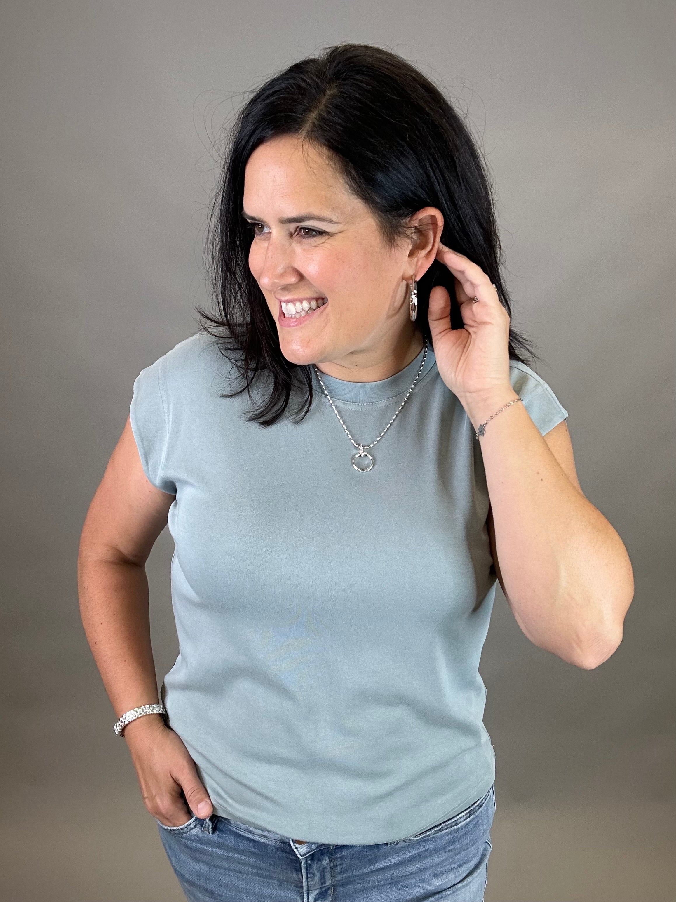 Dusty Blue Bella Tee Top - Tee THREAD & SUPPLY