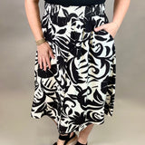 Tropical Smocked Waist Midi Skirt Bottom- Skirt DOE & RAE