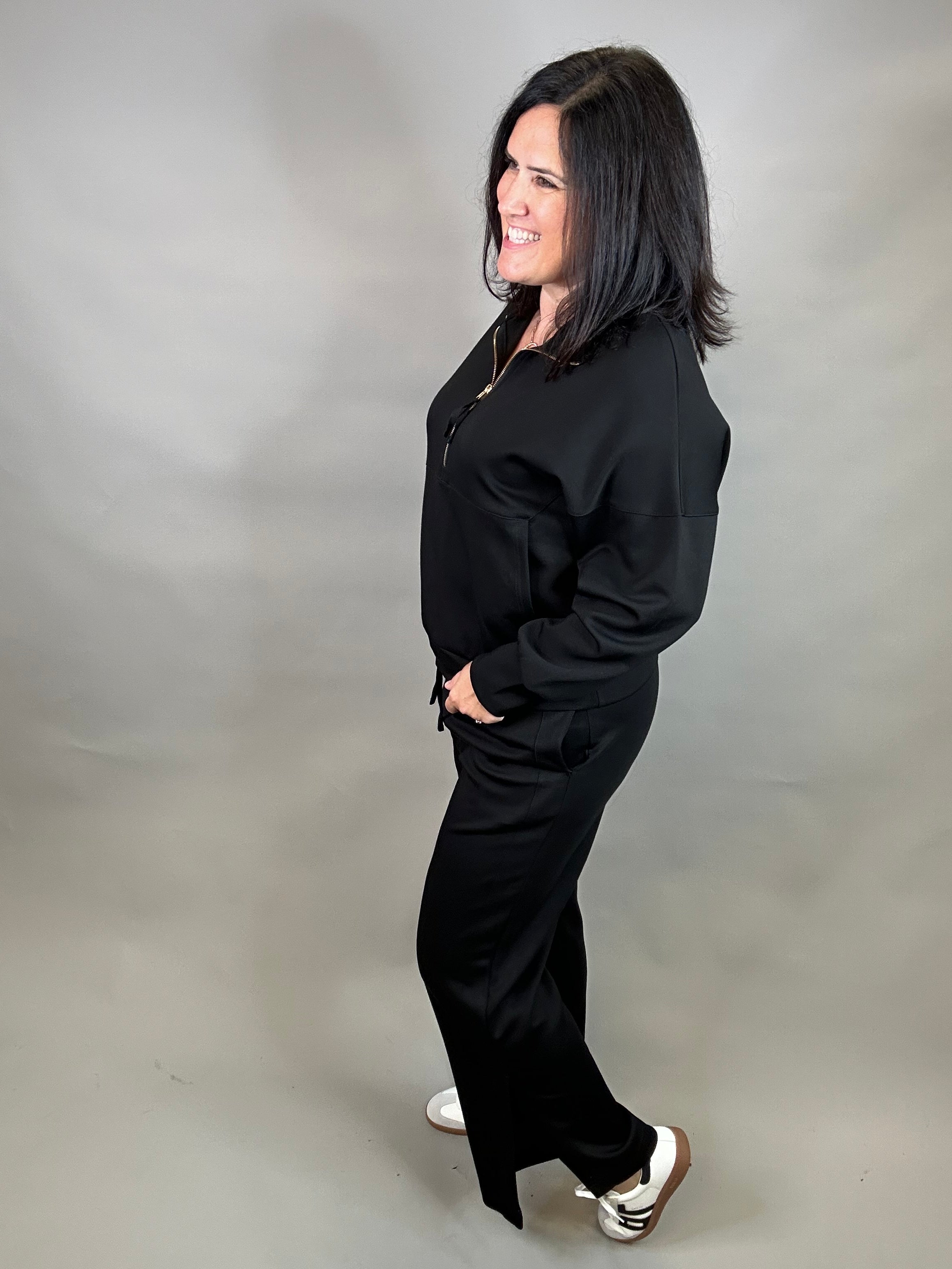 Black Tru Side Wide Leg Pant Bottoms - Pants P.CILL