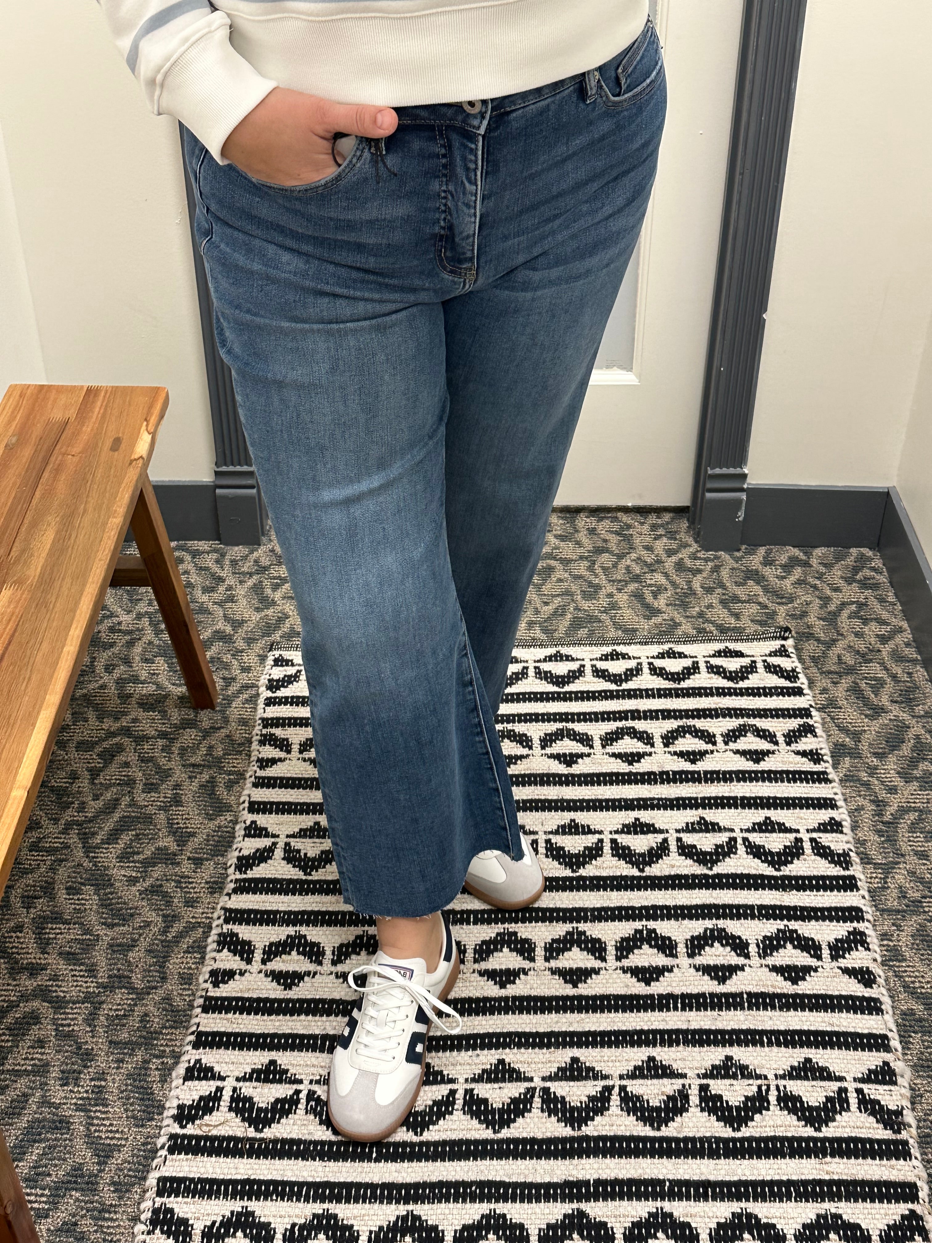 Polynesian Blue High Rise Wide Leg Jeans Bottom- Pants MICA DENIM