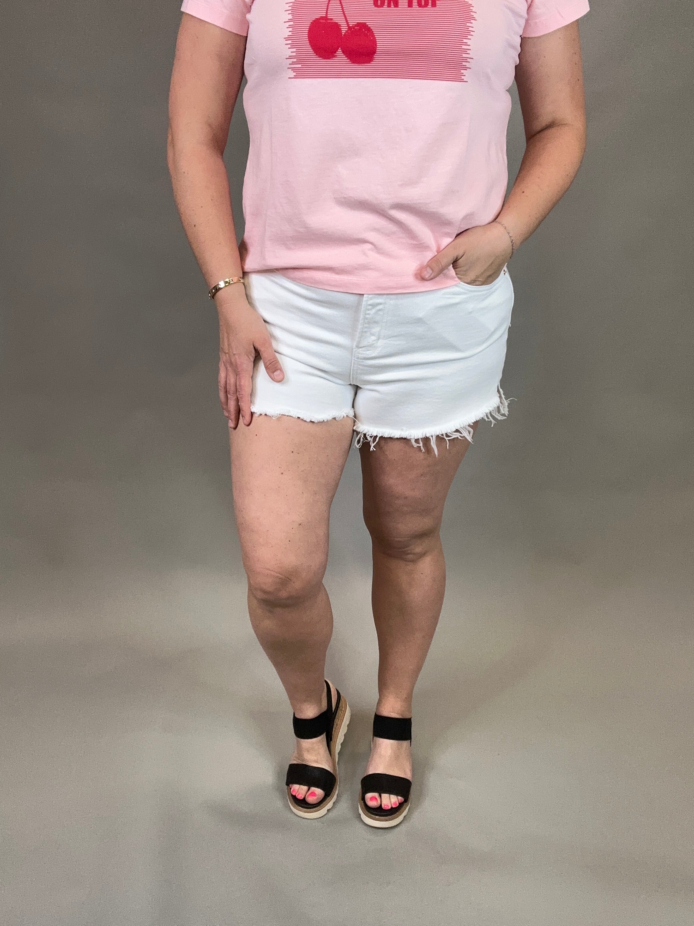 White Super High Rise Denim Shorts Bottoms - Shorts MICA DENIM
