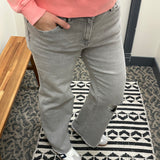Gunmetal Grey Wide Leg Jeans Bottoms - Pants MICA DENIM