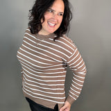 Mocha Striped Lightweight Sweater