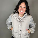 Stone Mixed Media Puffer Jacket