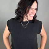 Black Cloudy Knit Muscle Tee