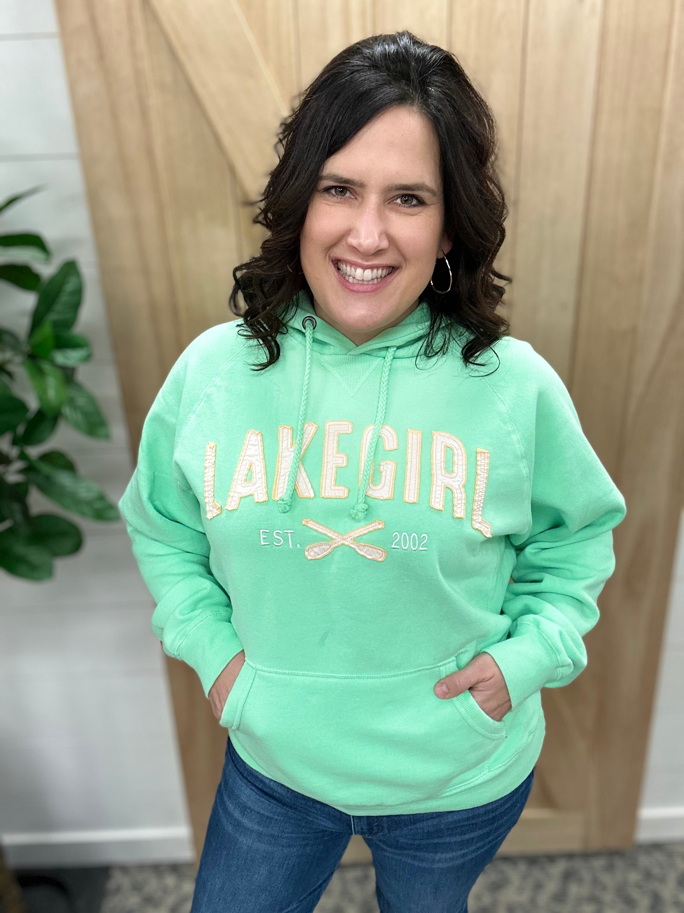 Mint Sanded Hooded Sweatshirt Top - Sweatshirt LAKEGIRL