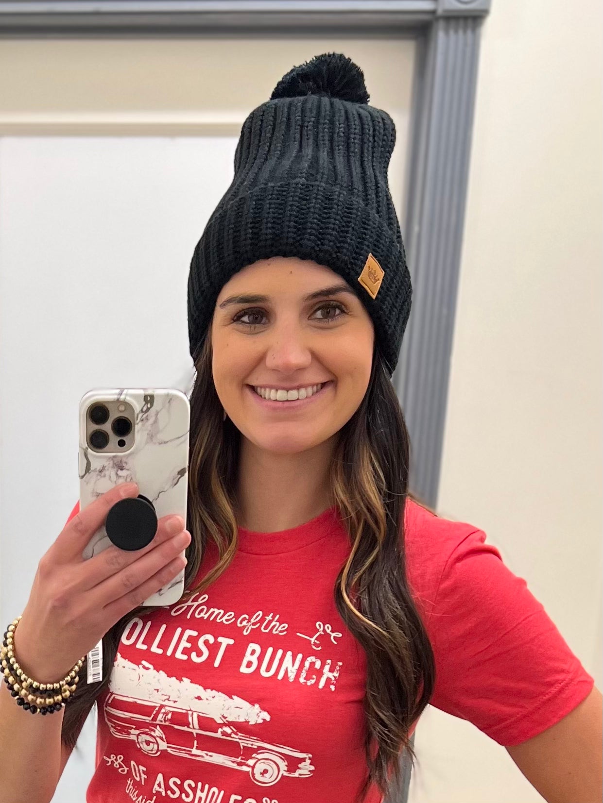 Black Knit Fleece Lined Hat Accessories - Hat PANACHE