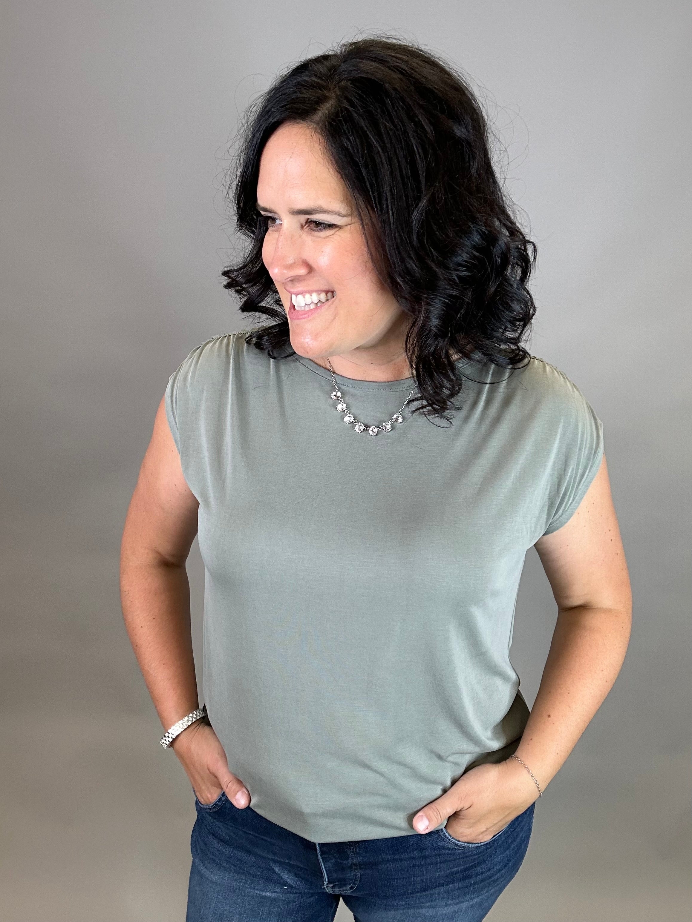 Light Olive Modal Jersey Tank Tops- Tanks DOE & RAE