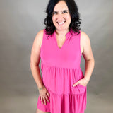 Hot Pink Liz Tiered Dress Dresses DEAR SCARLETT