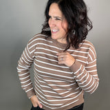 Mocha Striped Lightweight Sweater
