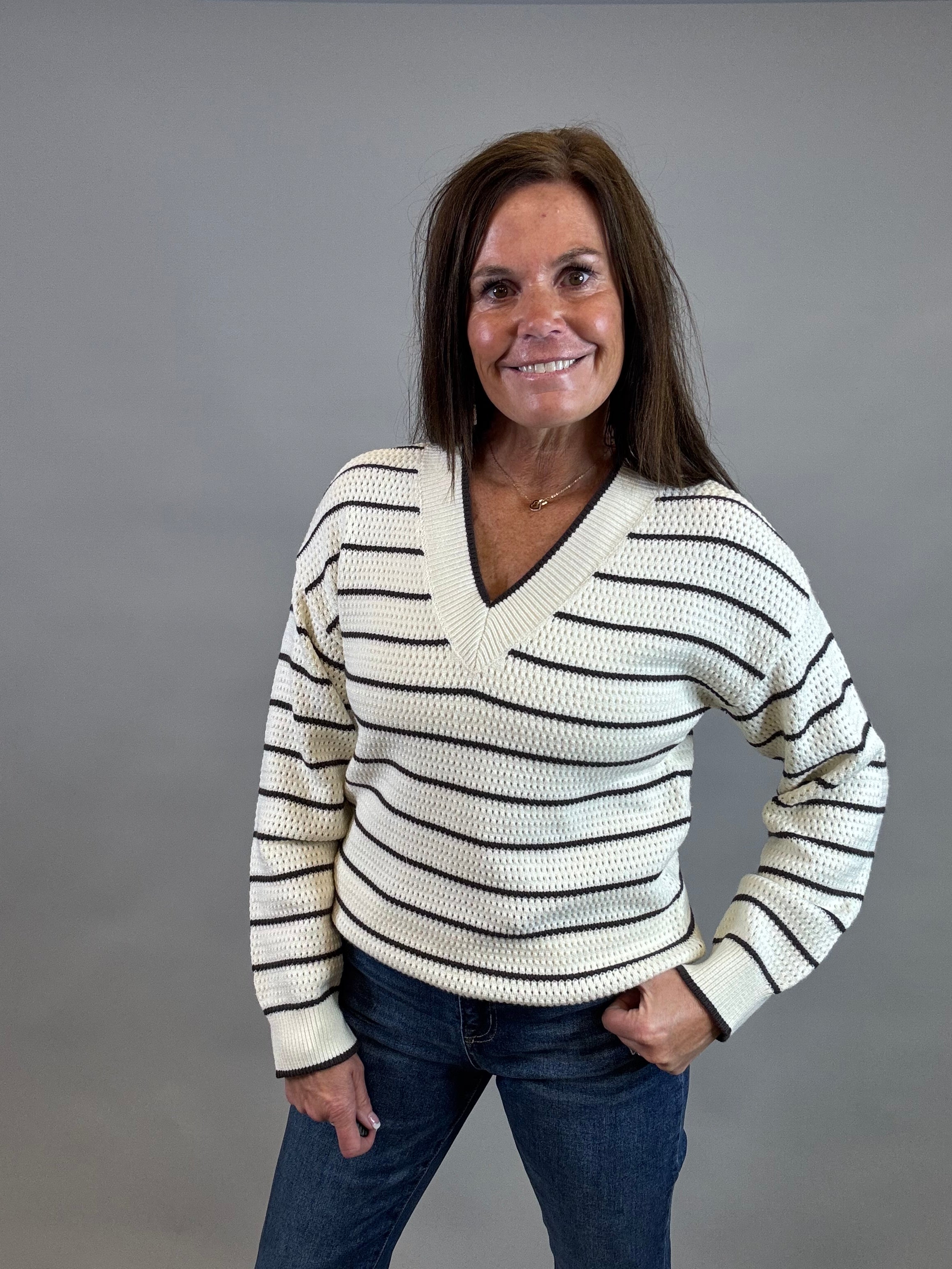 Ivory Brown Ira Sweater Top - Sweater THREAD & SUPPLY