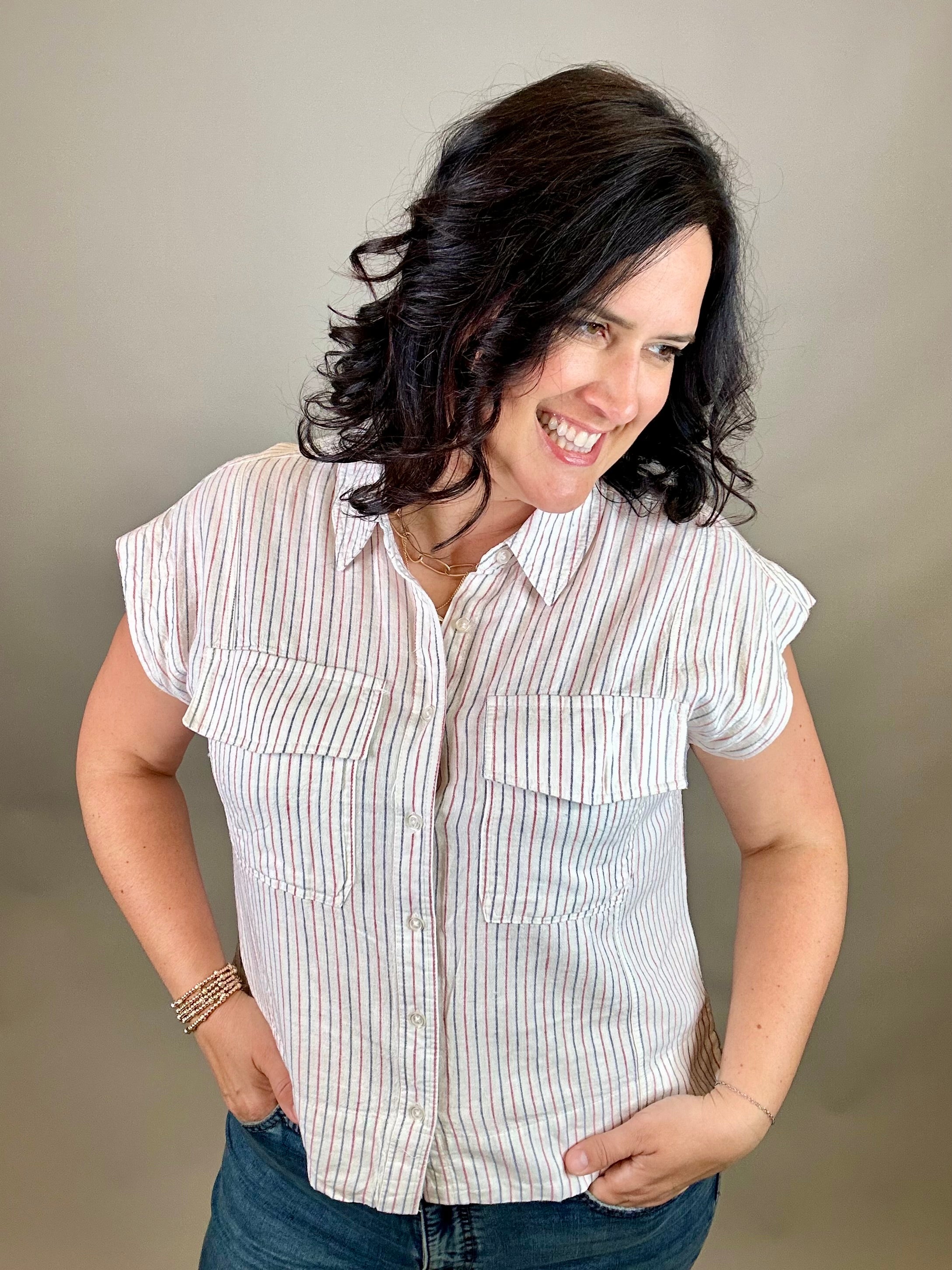 Red Navy Lydia Shirt Tops - Button Ups THREAD & SUPPLY