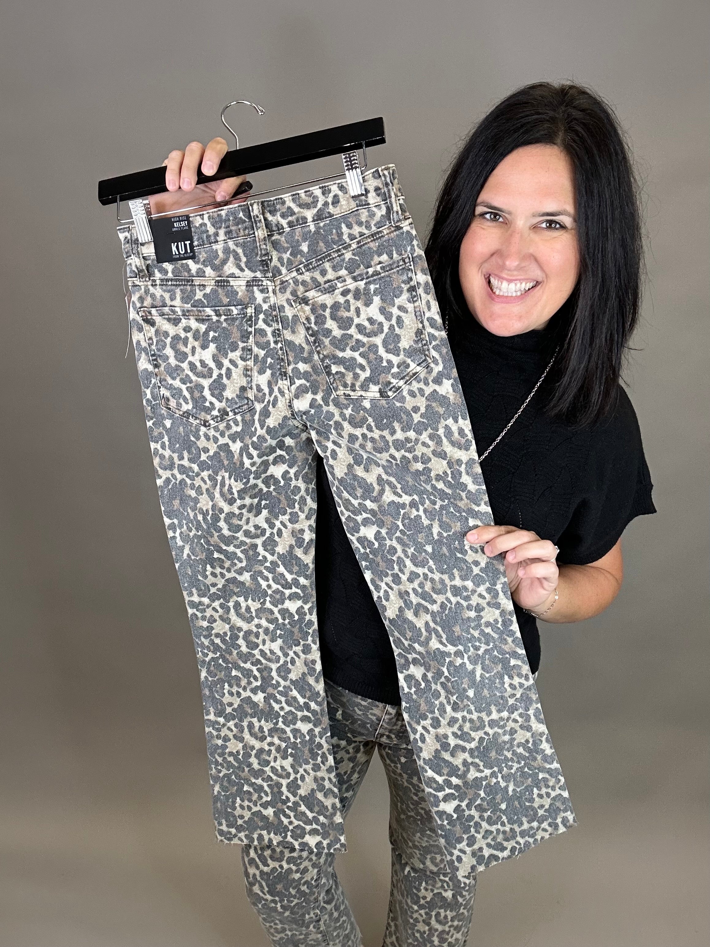 Tan/Brown Kelsey High Rise Ankle Flare Bottom- Pants KUT FROM THE KLOTH