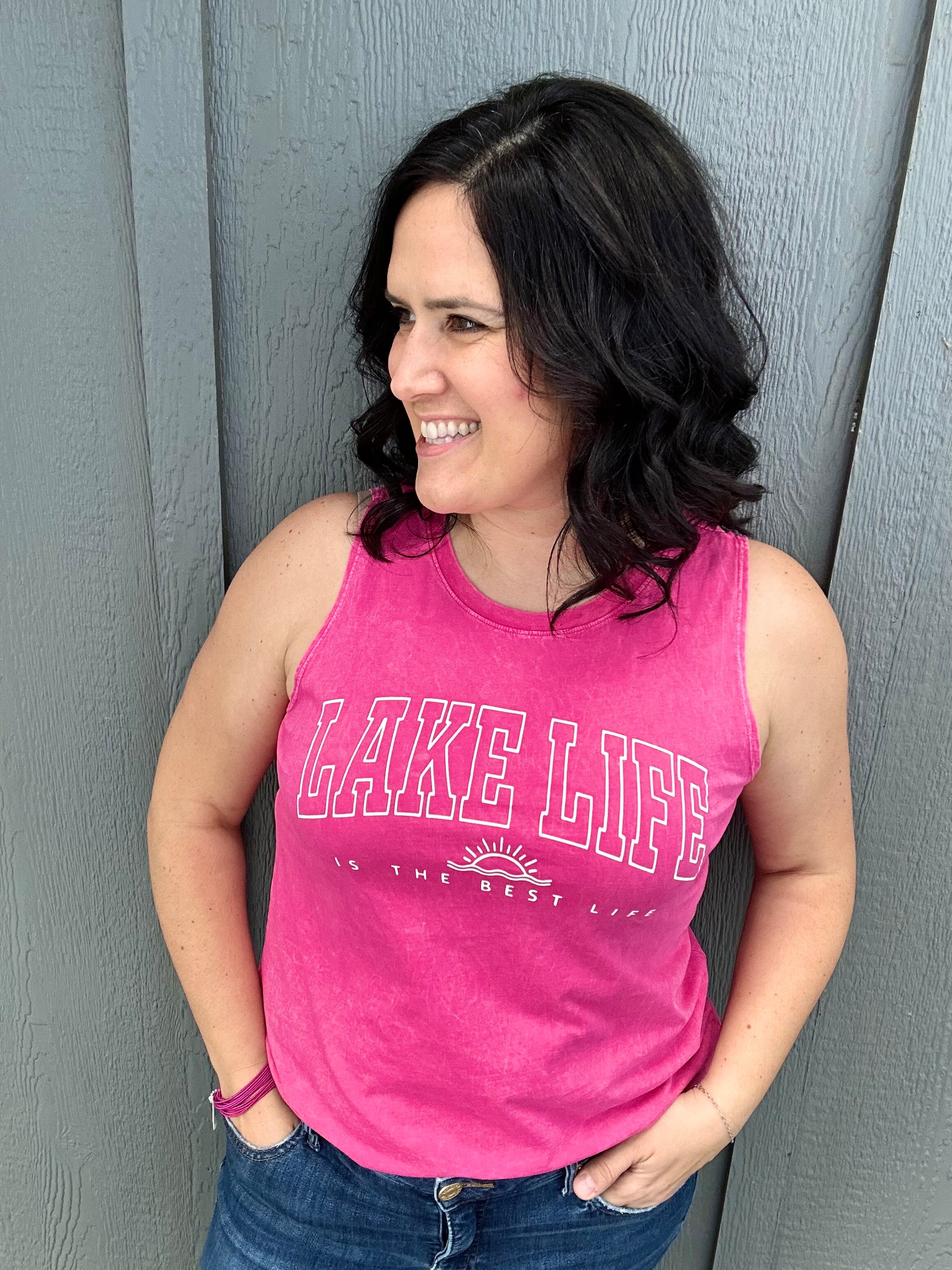 Fuchsia Lake Life Mineral Tank Tops- Tanks OAT COLLECTIVE