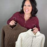 Burgundy Quilted Half Zip Sweatshirt