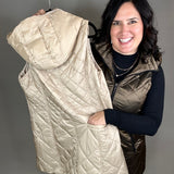 Hazelnut Long Quilted Vest Outerwear - Vest Anorak