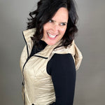 Camel Long Quilted Vest Outerwear - Vest Anorak