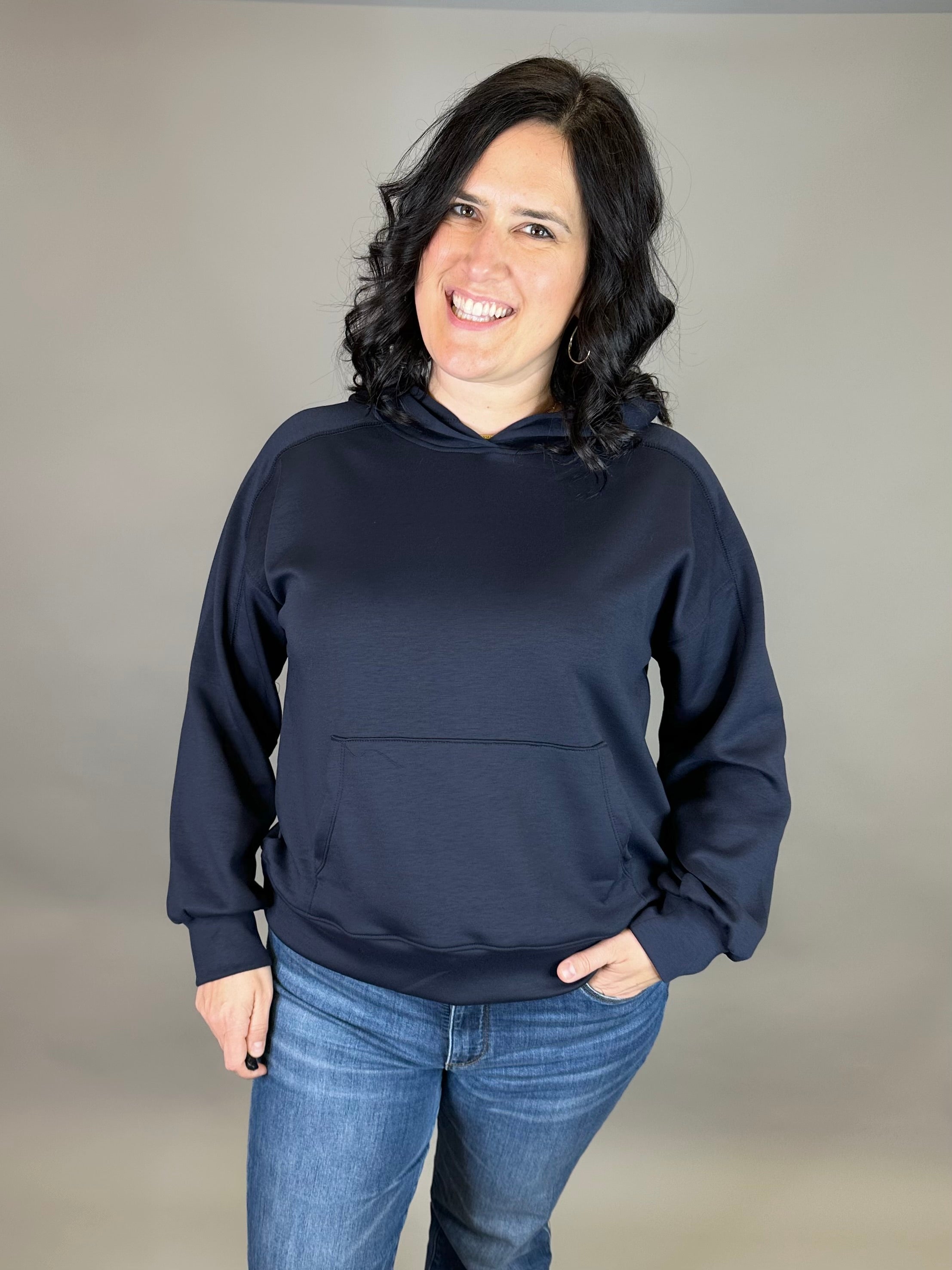 Navy Seaside Hoodie Tops- Sweatshirts DEAR SCARLETT