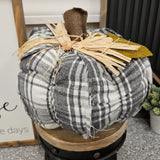 9" Plaid Pumpkin Home- Decor PD HOME & GARDEN option 2- grey plaid