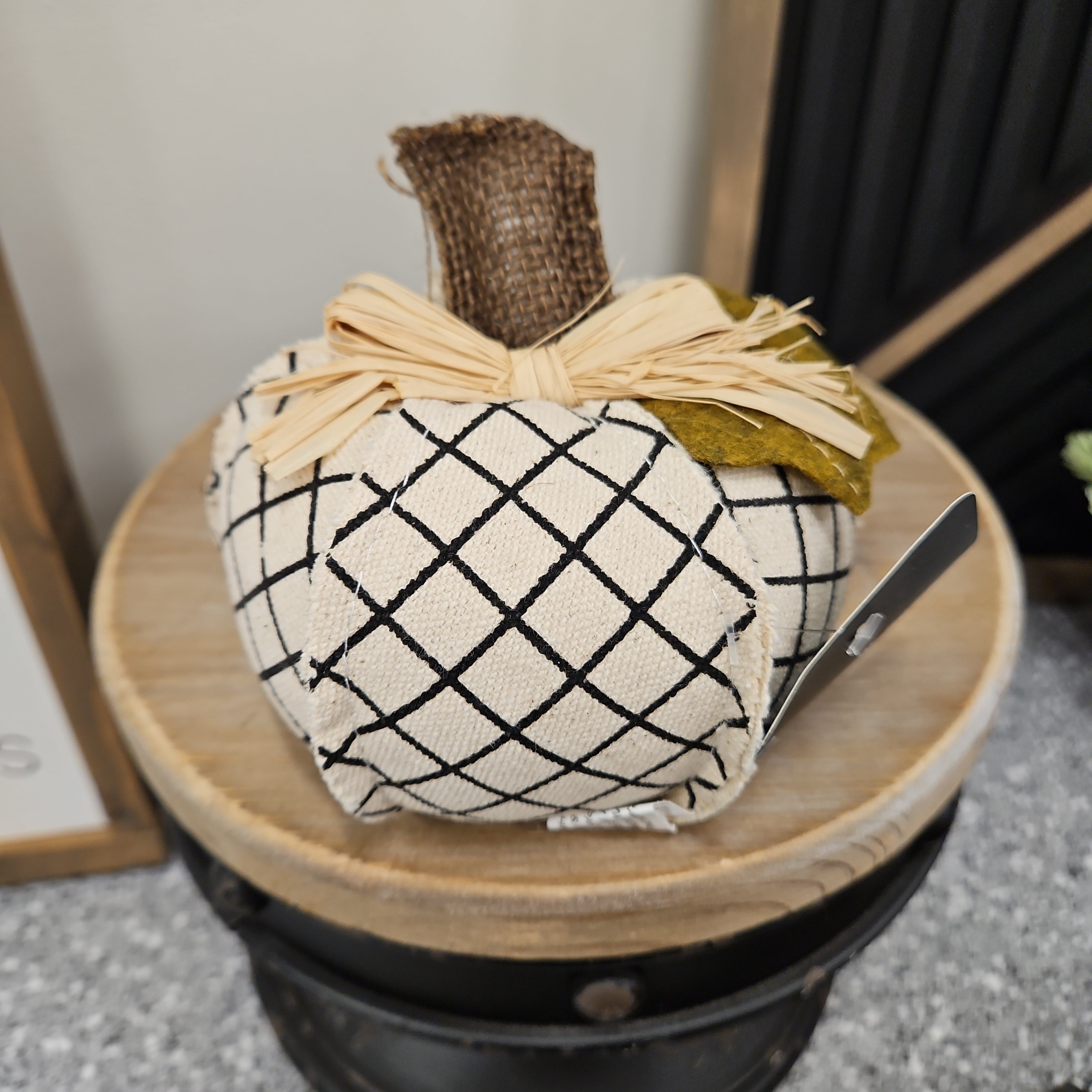 Urban Plaid Pumpkin 4.5" Home- Decor PD HOME & GARDEN