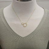 Double Circle Chain Link Necklace Jewelry- Necklace FAME ACCESSORIES