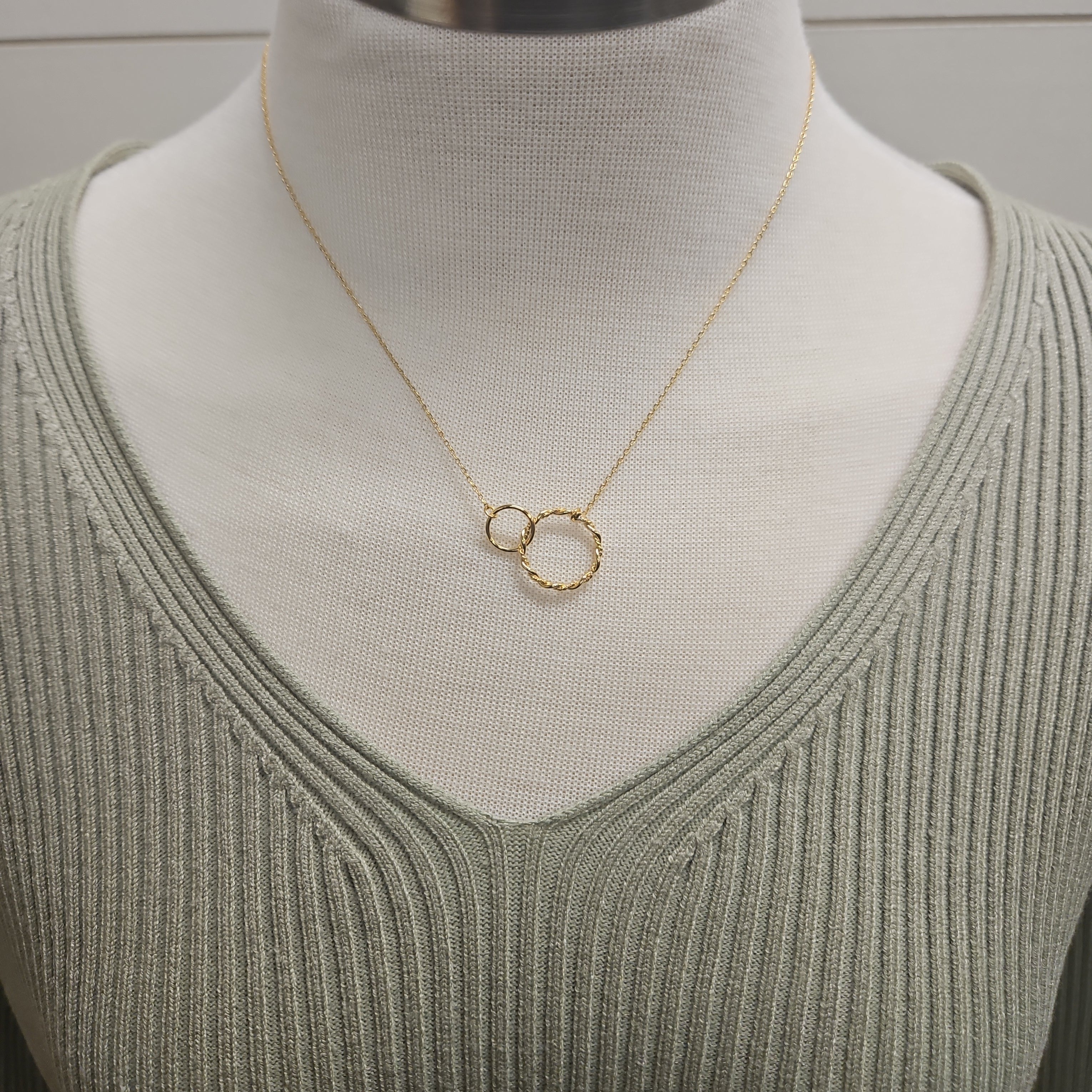 Double Circle Chain Link Necklace Jewelry- Necklace FAME ACCESSORIES