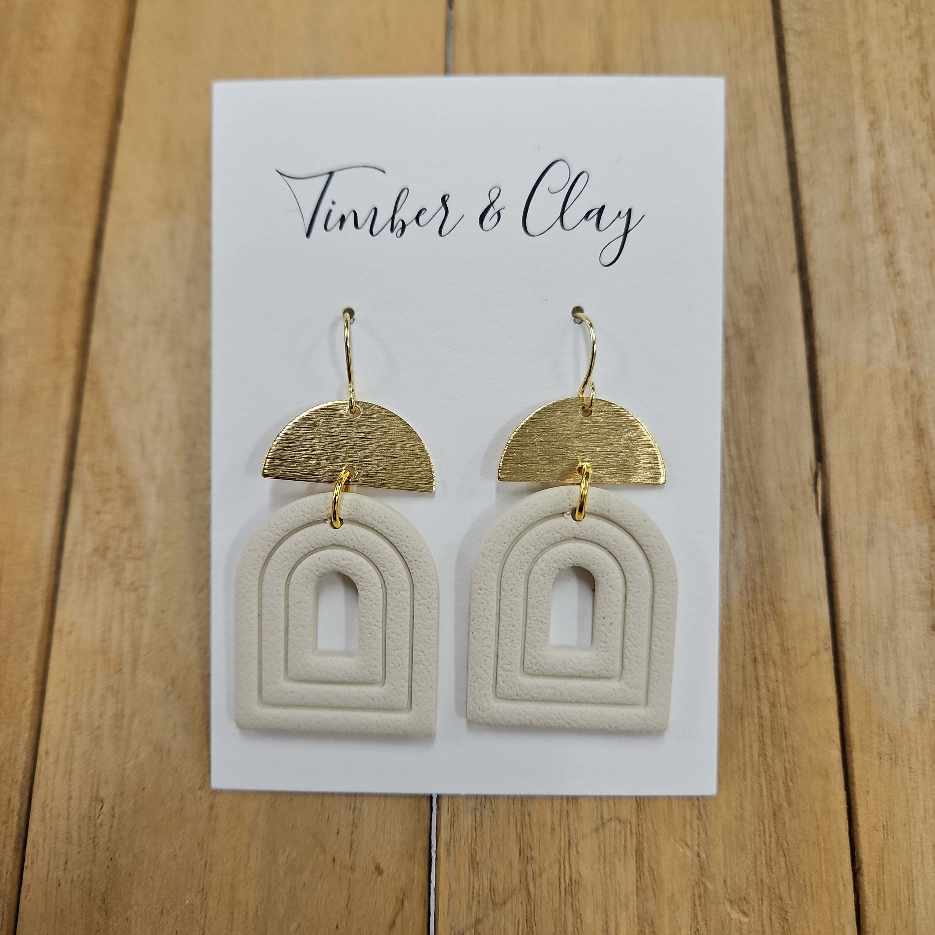 Cream Arch Dangles Jewelry - Earrings Timber & Clay