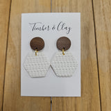 White Hexagon Dangles Jewelry - Earrings Timber & Clay