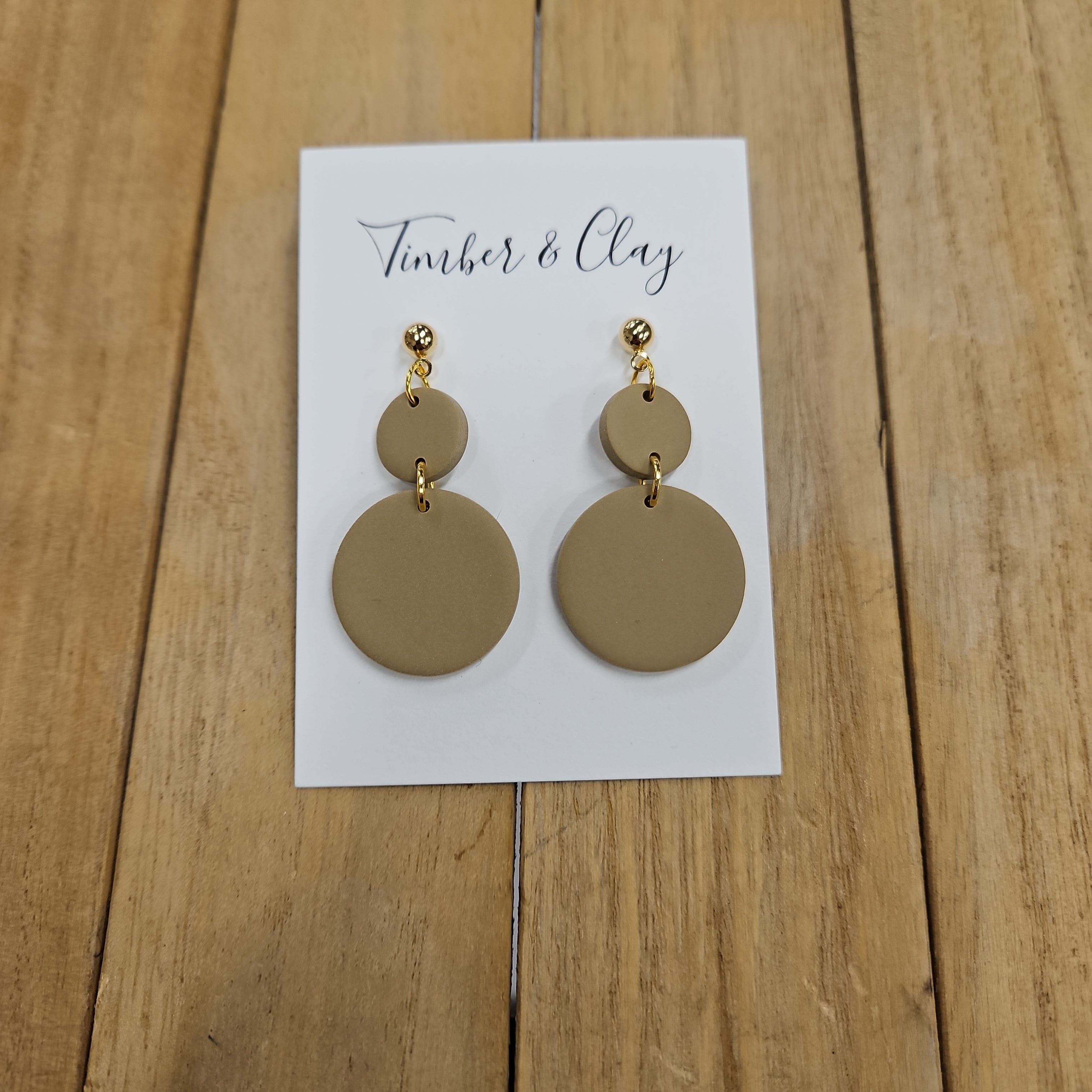 Tan Circle Dangles Jewelry - Earrings Timber & Clay