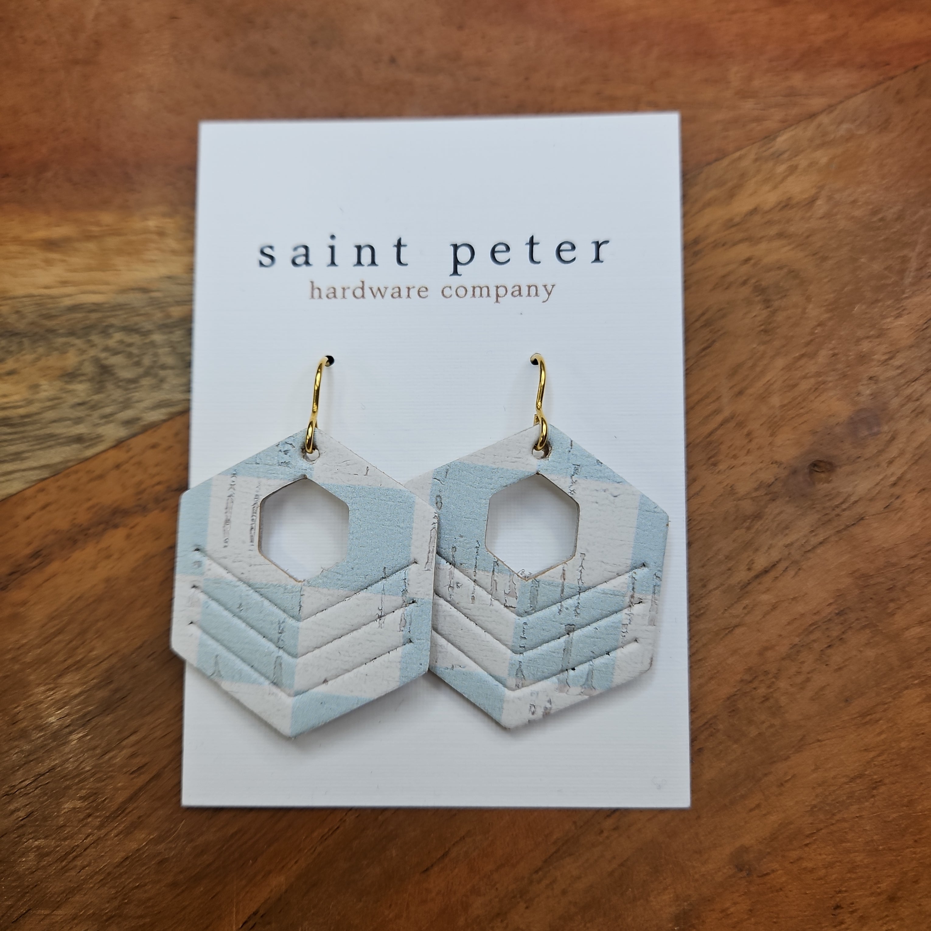 Blue and White Square Hexy Jewelry - Earrings St. Peter Hardware