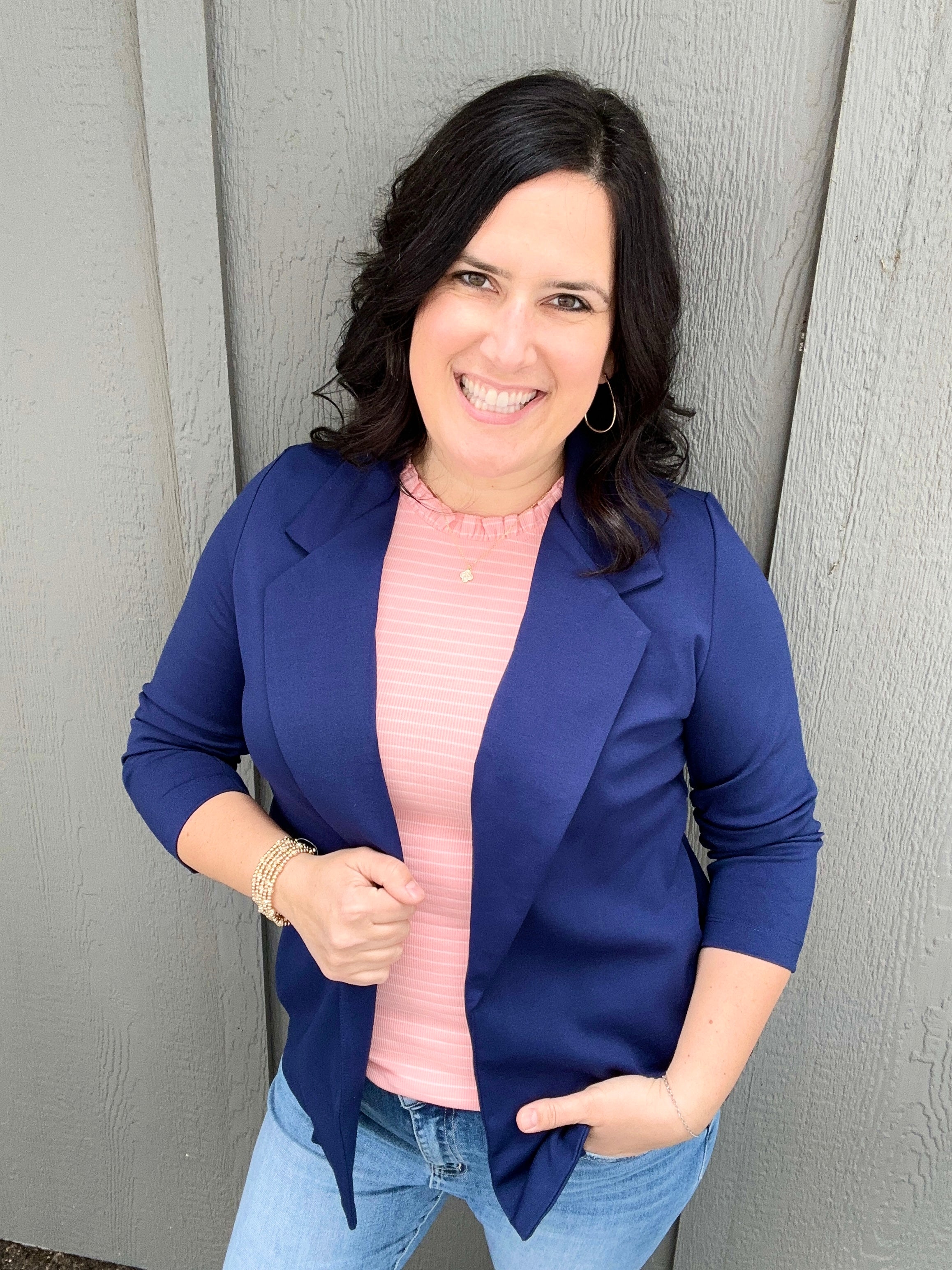 Navy Blazer Jacket Outerwear- Blazers DEAR SCARLETT