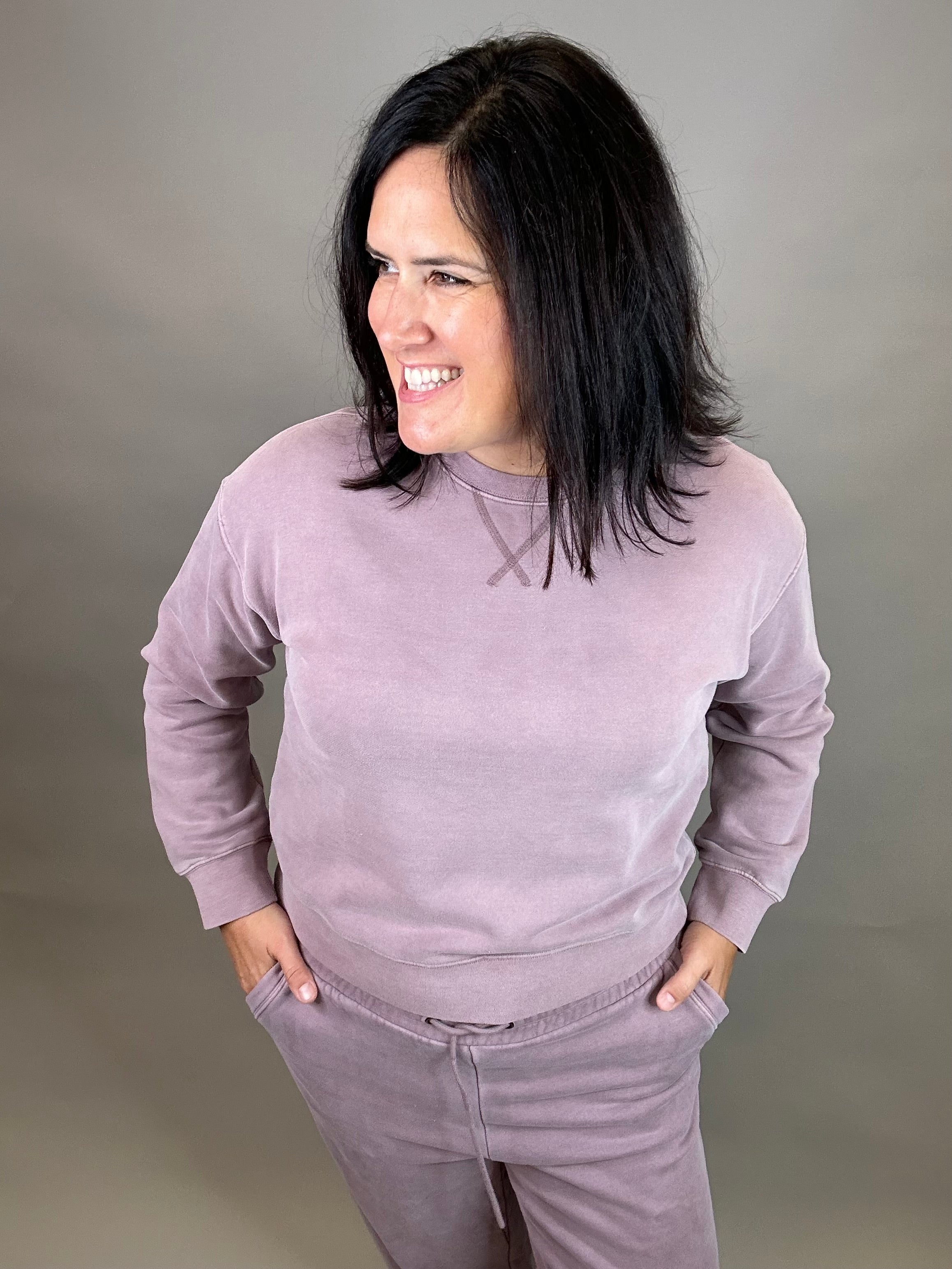 Dusty Lavender Serenity Sweatshirt Top- Sweatshirt THREAD & SUPPLY