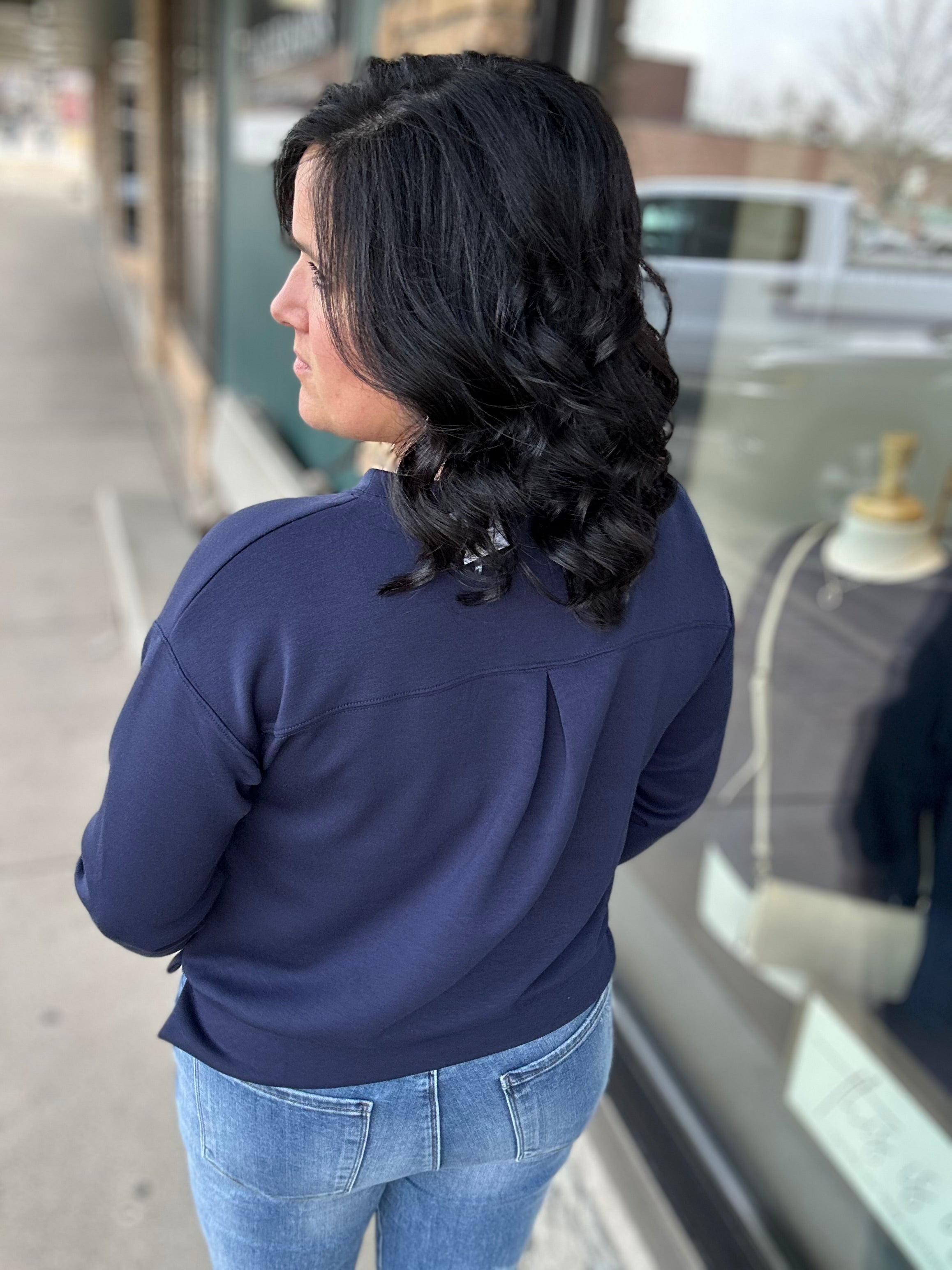 Navy Malibu Top Tops- Sweatshirts DEAR SCARLETT