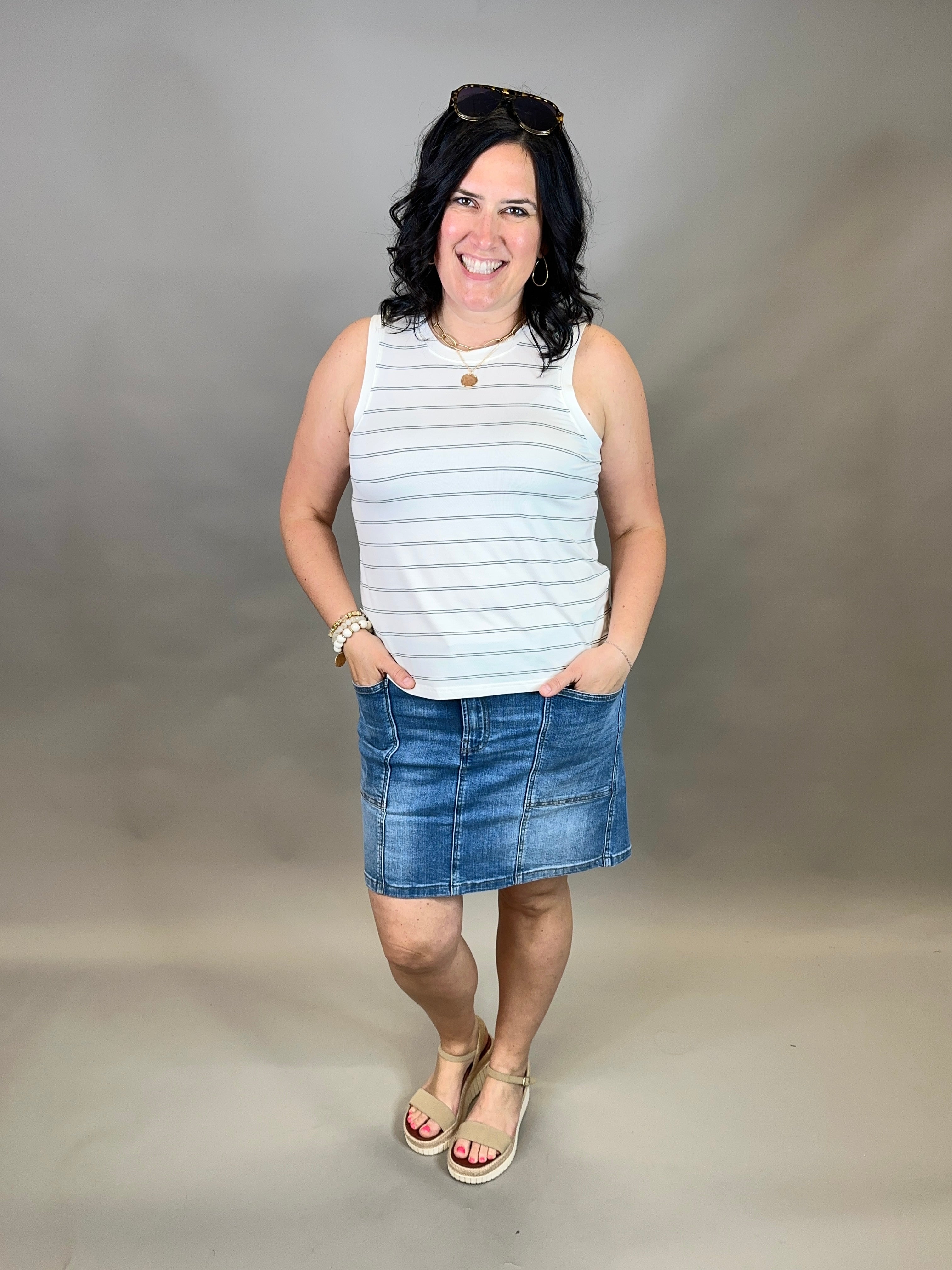 Desert Green Stripe Mary Tank Tops- Tanks THREAD & SUPPLY