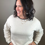 Heather Oatmeal Carmine Top