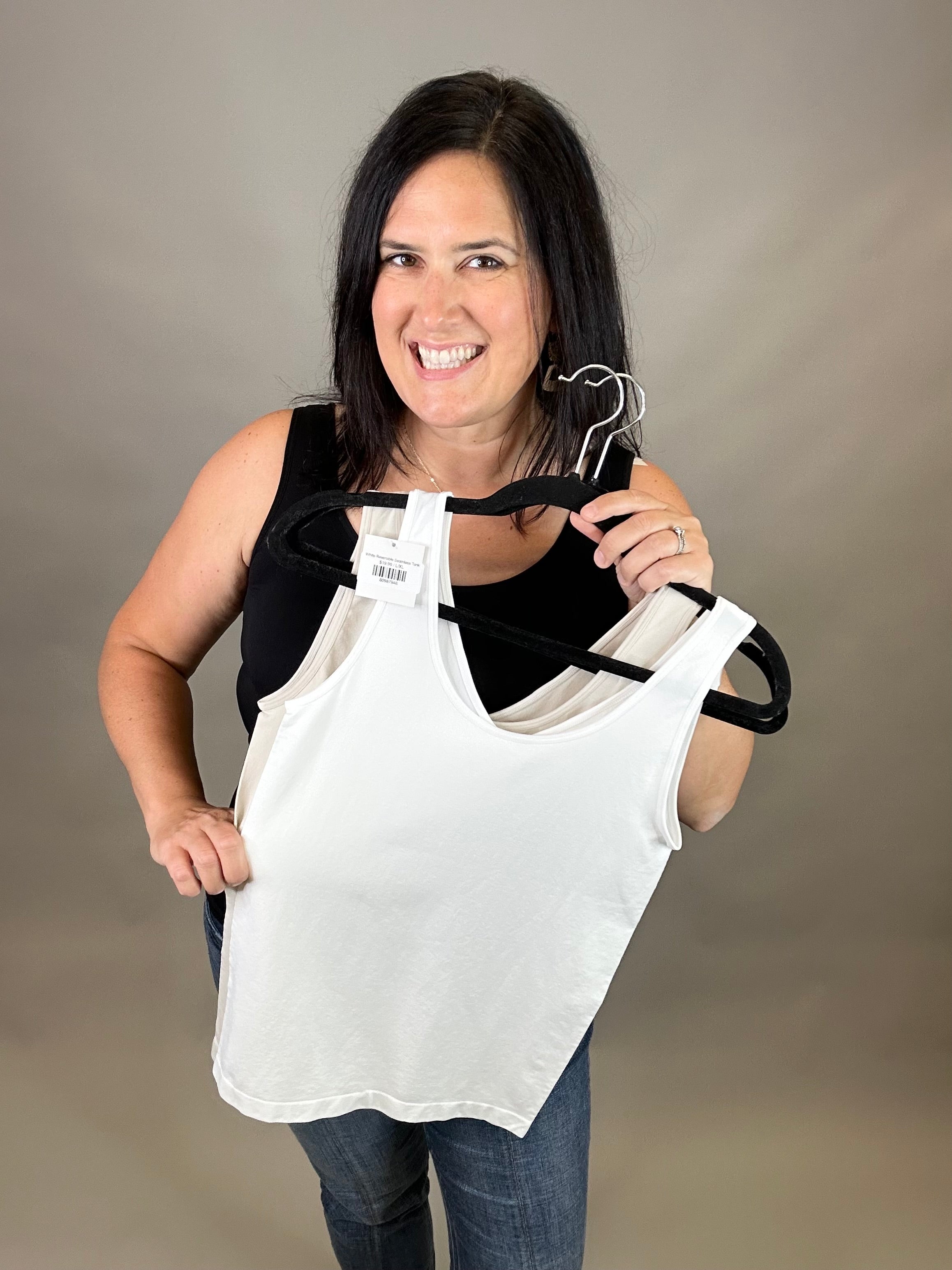 White Reversible Seamless Tank Tops- Tanks ZENANA