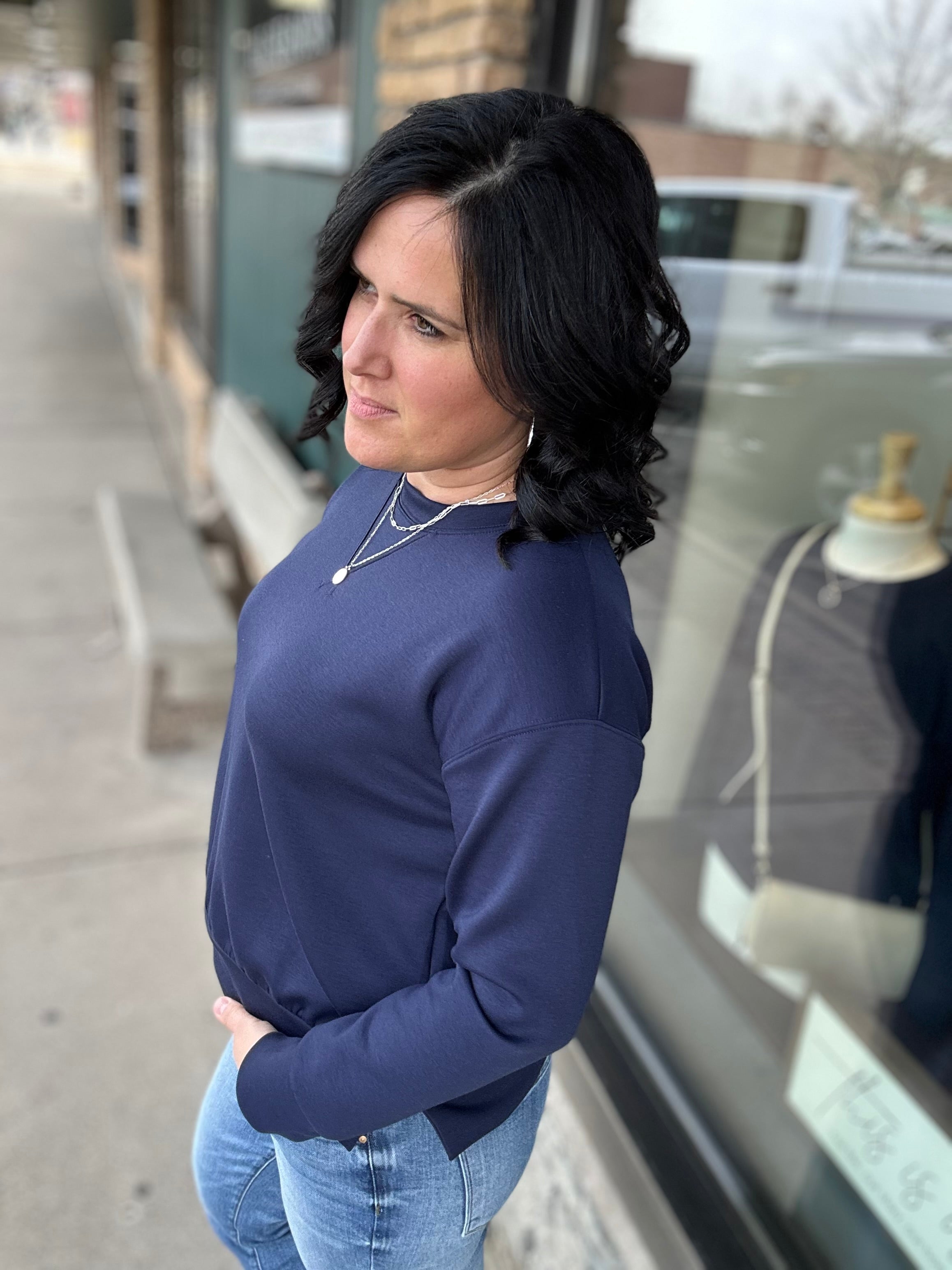 Navy Malibu Top Tops- Sweatshirts DEAR SCARLETT