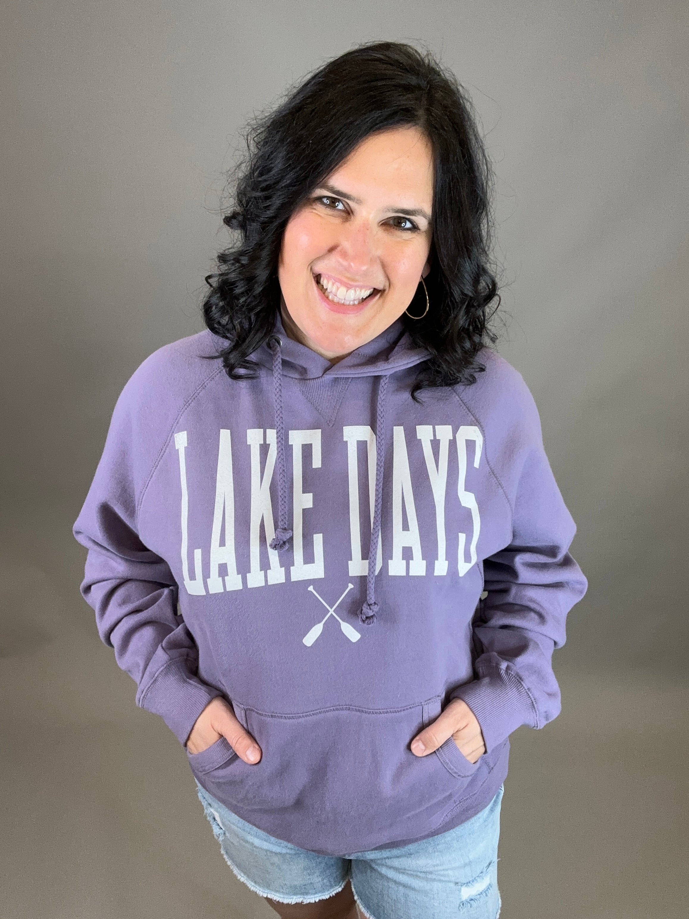 Dusk Lake Days Hoodie Top - Sweatshirt BLUE 84