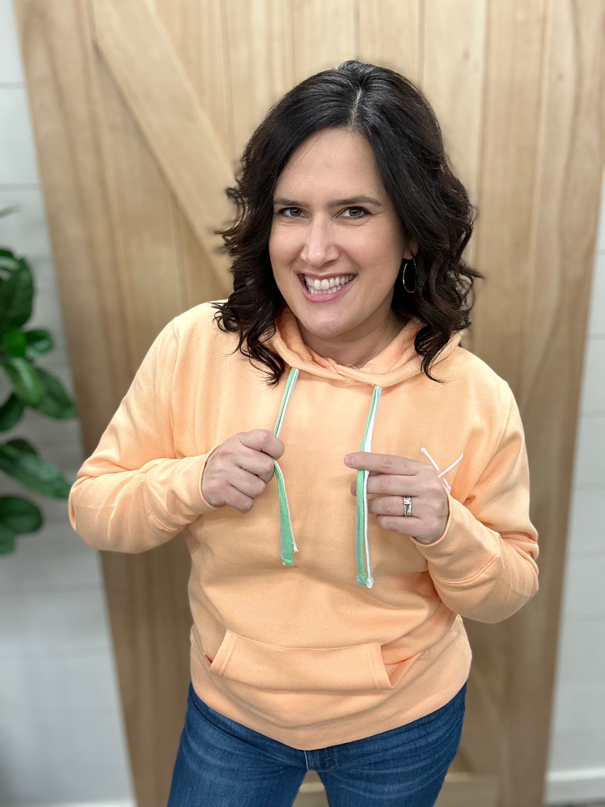Peach Multi Draw Cord Hoodie Top - Sweatshirt LAKEGIRL