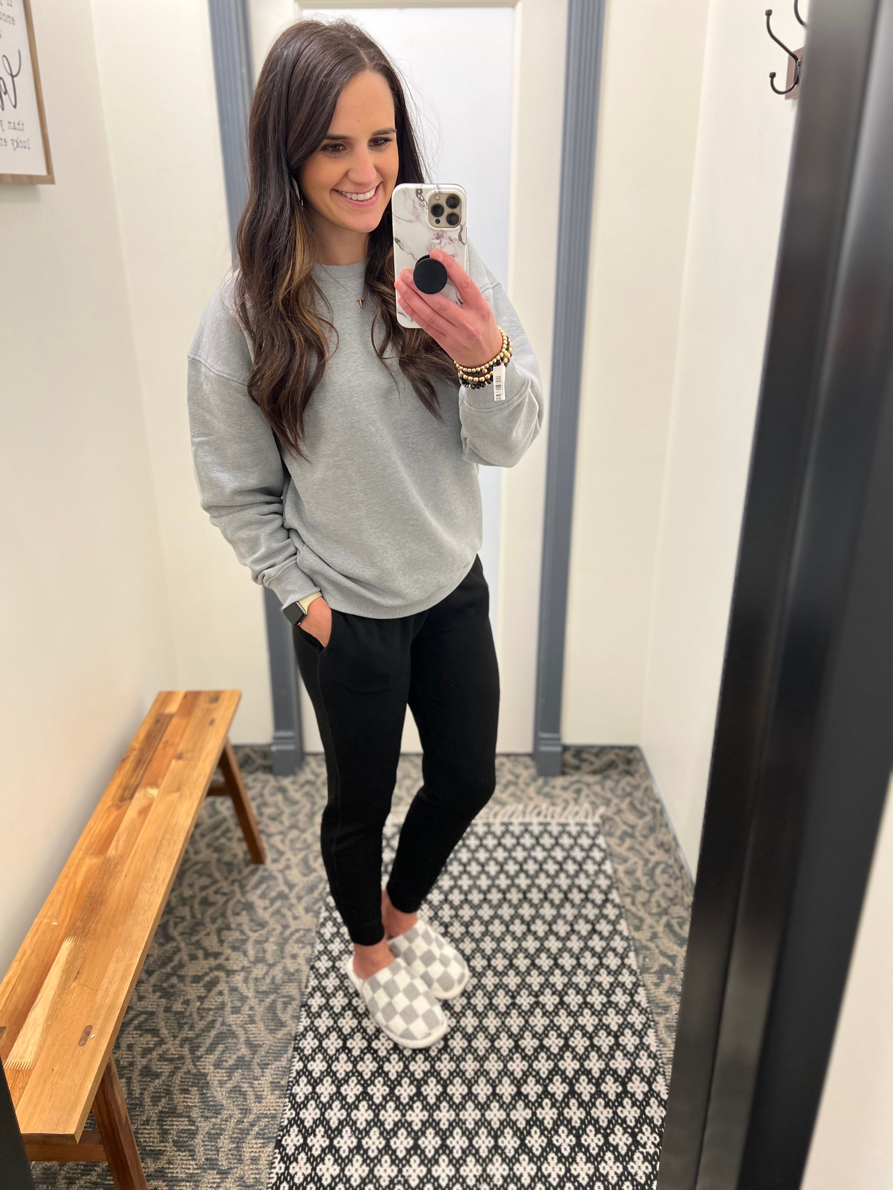 Heather Grey Oversized Fleece Sweatshirt Top - Sweatshirt MONO B