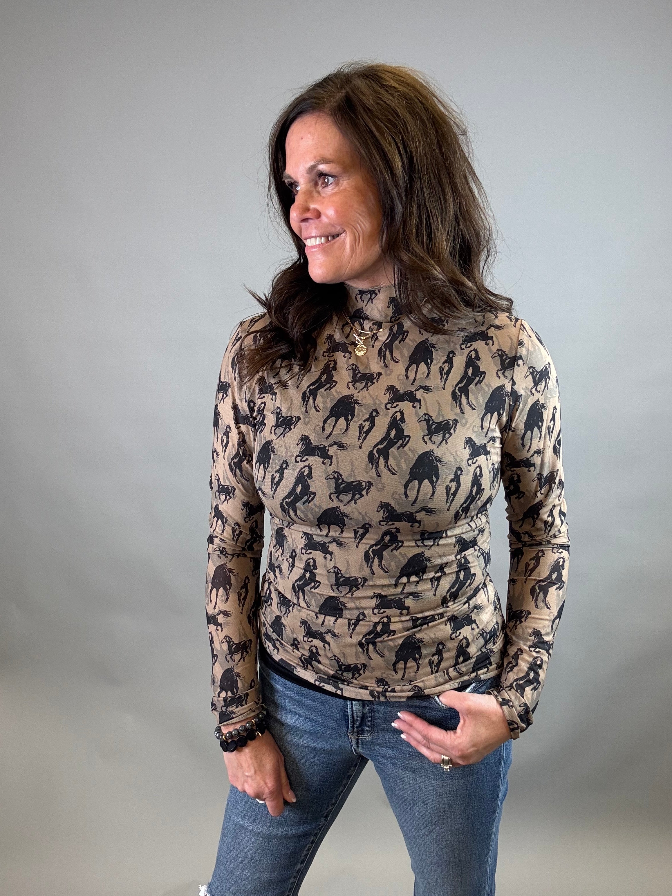 Western Mesh Top Tops- Blouses EE:SOME