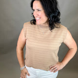 Mocha Textured Stripe Sweater Vest Tops- Tanks WISHLIST