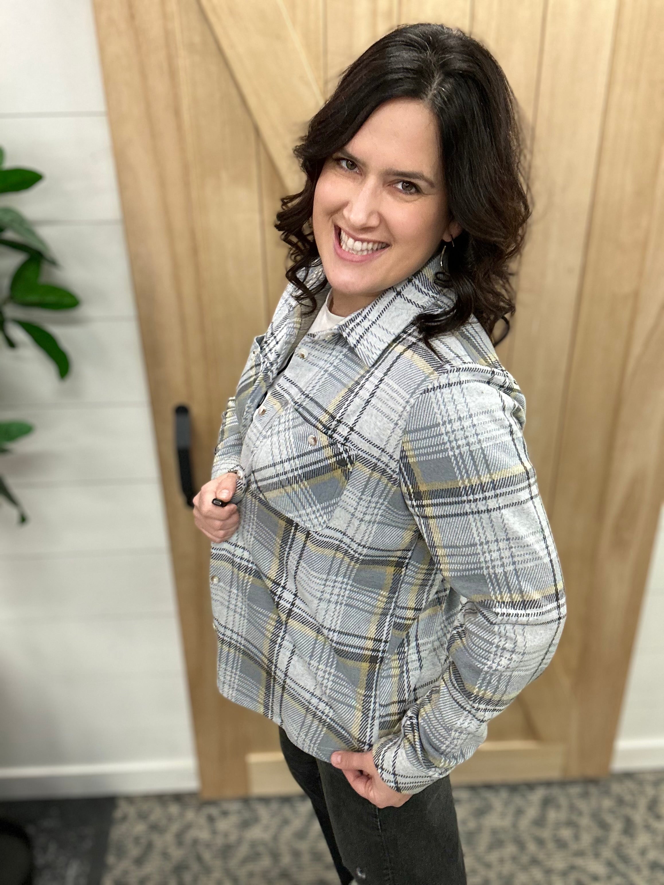 Gray, Charcoal & Yellow Plaid Markus Button Up Tops - Button Ups PANACHE
