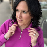 Magenta Hamptons Quarter Zip Tops- Sweatshirts DEAR SCARLETT