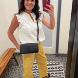White Eyelet Ruffle Cap Sleeve Top Tops- Blouses DOE & RAE