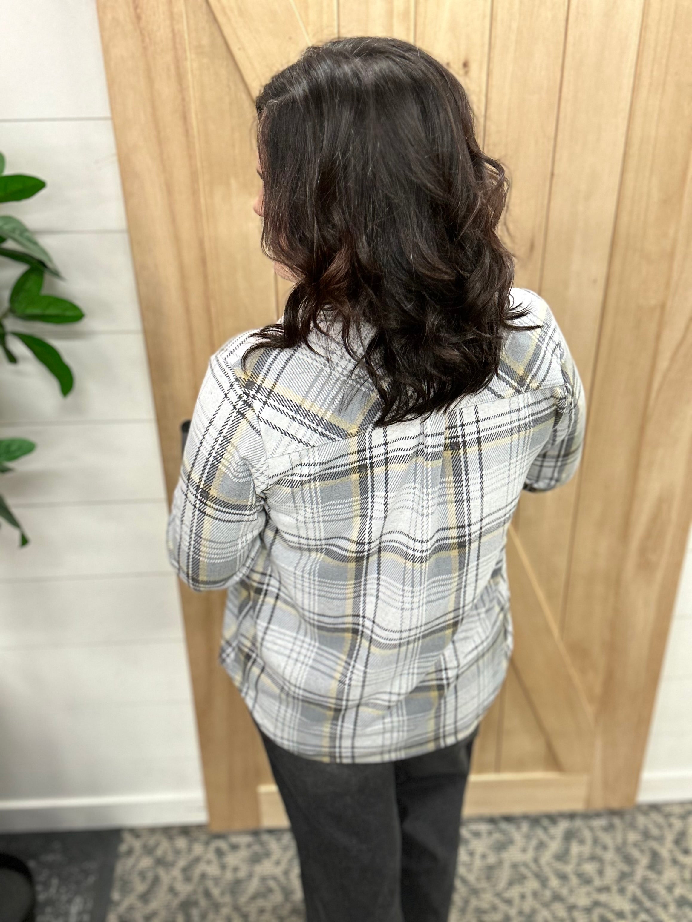 Gray, Charcoal & Yellow Plaid Markus Button Up Tops - Button Ups PANACHE