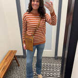 Copper Striped Lightweight Sweater