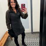Long Black Down Vest Outerwear - Vest Anorak