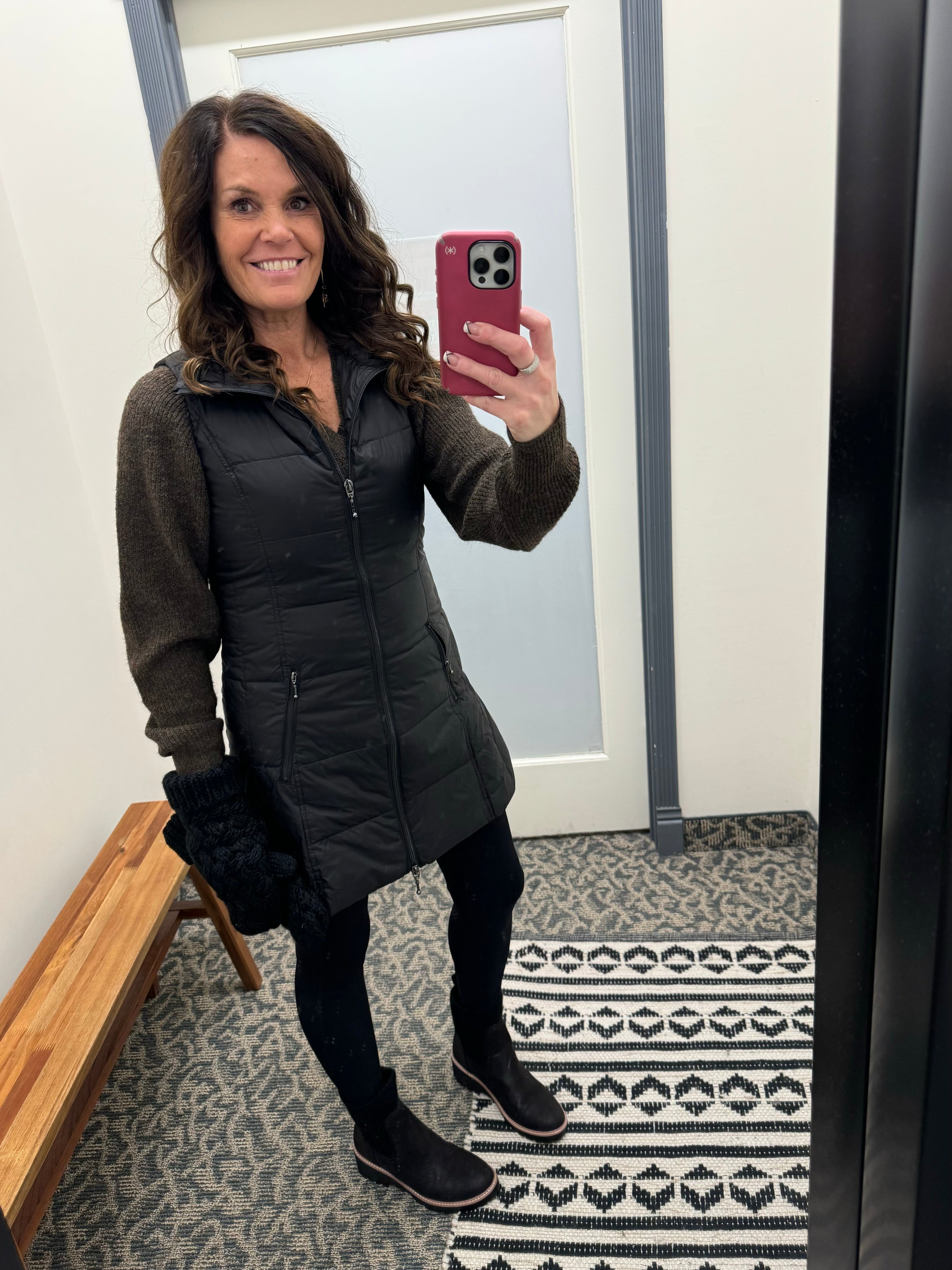 Long Black Down Vest Outerwear - Vest Anorak